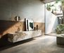 Meuble TV Cuor 220 cm Céramique Minas Melange Blanc-beige 1 Clapet 2 Tiroirs Flottant