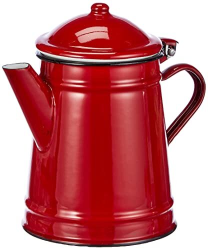 Ibili Koffiepot Roja conisch 1 l van geëmailleerd staal in rood, 10 x 10 x 20 cm