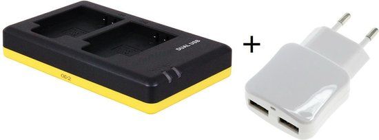 Duo lader voor Olympus Li-90B camera accu's + 2 poorts USB adapter