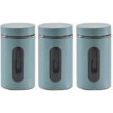 Zeller Voorraadpot - 4x - met venster - eucalyptus groen - 900 ml - D10 x H18 cm