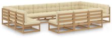 vidaXL Loungeset - 13-delig - Grenenhout - Honingbruin