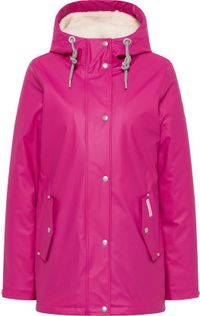 MyMo Regenjas met geweven bontvoering keepsudry Fuchsia roze XL