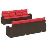 vidaXL - Bankstel - 9-delig - 6 zitplaatsen - Bruin en Rood - Polyester