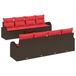 vidaXL - Canapé - 9 pièces - 6 places assises - Marron et Rouge - Polyester