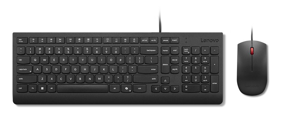 Lenovo Essential Wired Combo Toetsenbord en Muis Set USB Duits Zwart