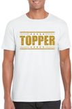 Bellatio Decorations Shoppartners Bv Wit Topper shirt in gouden glitter letters heren - Toppers dresscode kleding L