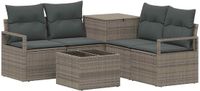 vidaXL Bankstel 2 zitplaatsen grijs en donkergrijs polyrattan 37 cm