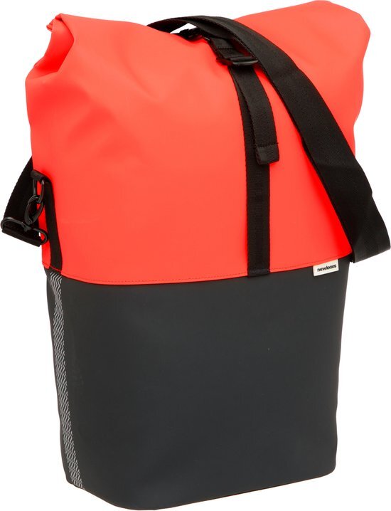 New Looxs Nyborg Single - Fietstas Enkel - Afneembare Schoudertas - 13 inch Laptopvak - Waterdicht Polyester - 17 liter - Zwart &amp; Rood