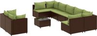 vidaXL 10-delige loungeset met kussens poly rattan bruin