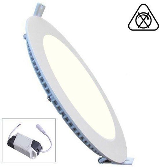 BES LED LED Downlight Slim - Inbouw Rond 18W - Natuurlijk Wit 4200K - Mat Wit Aluminium - Ø225mm