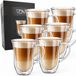 VDN Dubbelwandige Koffieglazen 300 ml met Oor - Theeglazen Set van 6 - Handgeblazen Latte Macchiato Glazen Koffietassen