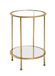 HAKU Bijzettafel rond goud metaal salontafel met veiligheidsglas 5 mm spiegel 4 mm - Maat: H 55 cm x Ø 38 cm, Stijl: Art Deco