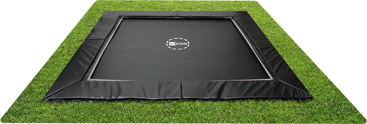 Etan UltraFlat Trampoline - 294 x 294 cm - Zwart - Vierkant - Gelijkvloers