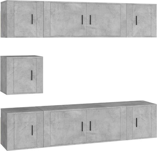 vidaXL 7-delige Tv-meubelset bewerkt hout betongrijs