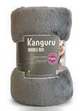 KANGURU Fluffi LOFT fleece deken van microvezel voor tweepersoonsbed pluizig flannel fluweel pluche deken, vachtlook, grijs, 230 x 230 cm