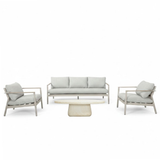 BUITEN living Florence/Luna stoel-bank loungeset 5 personen | aluminium + touw | beige | 4-delig