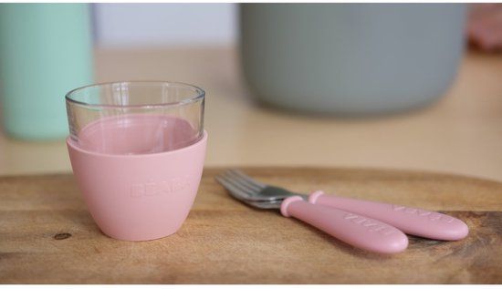 Béaba Giftset glazen serviesgoed groen/roze vanaf de 6e maand