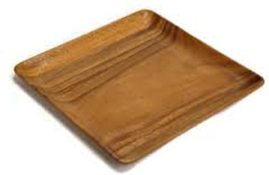 Kinta houten bord - set van 2 - vierkant - 25 cm - fair trade