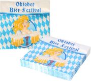 Merkloos Oktoberfest themafeest servetten - 100x - blauw/wit - 33 x 33 cm - Papier - wegwerp tafelservetten