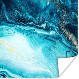 PosterMonkey Poster Marmerlook - Blauw Goud - 30x30 cm