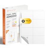Witte Ofituria Witte zelfklevende labels, maak uw aangepaste stickers voor elk oppervlak, A4-papier veilige lijm, zelfklevend label om af te drukken (8 per vel, 100 uur)