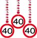 Folat Bv 40 jaar verjaardag versiering rotorspiralen plafond - verkeersborden - 3x stuks - feestartikelen - papier