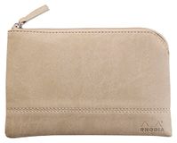 RHODIA 116526C - Etui met Ritssluiting in Imitatieleer - Beige - Maat S (11 x 17 cm)