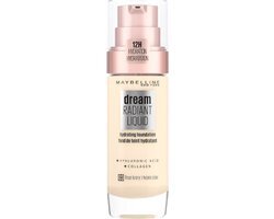 Maybelline Dream Radiant Liquid - 03 True Ivory - Foundation Geschikt voor de Droge Huid met Hyaluronzuur - 30 ml