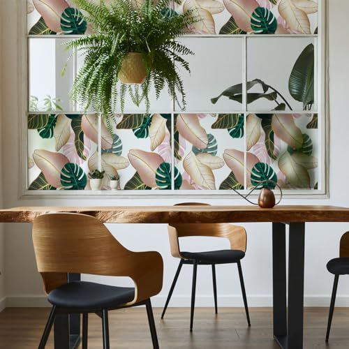 Ambiance Sticker Zelfklevende raamfolie - Tropische bladeren - 40 x 200 cm