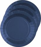 Santex Bordjes karton - 10x - rond - kobalt blauw - 22 cm - feestbordjes