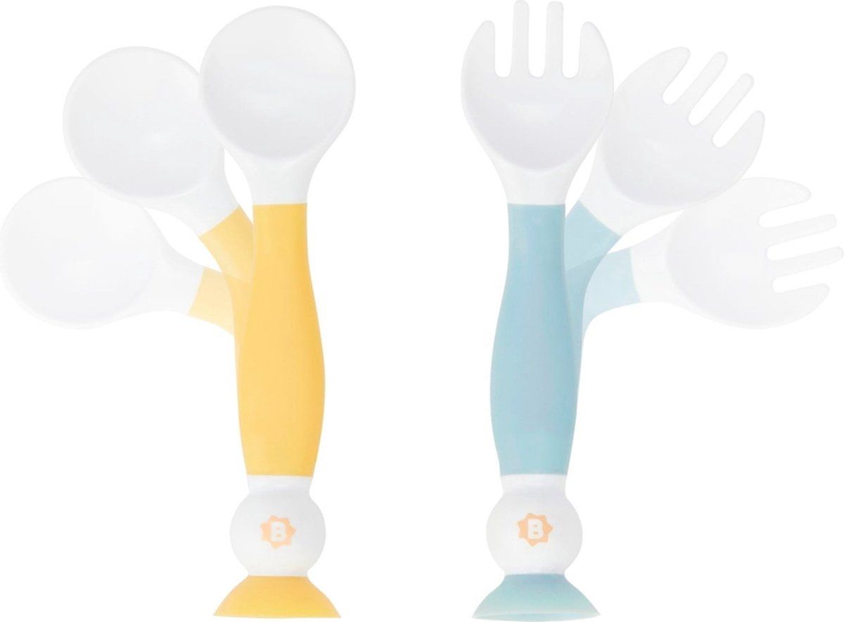 Badabulle Eetbestek 2 stuks - blauw/geel