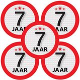 Bellatio Decorations 7 jaar leeftijd sticker - 10x - rond - Dia 9 cm - 7 jaar verjaardag - jubileum - leeftijd versiering