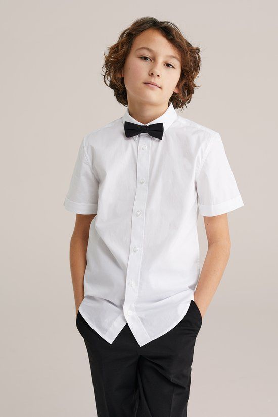 WE Fashion Jongens overhemd met afneembare vlinderdas