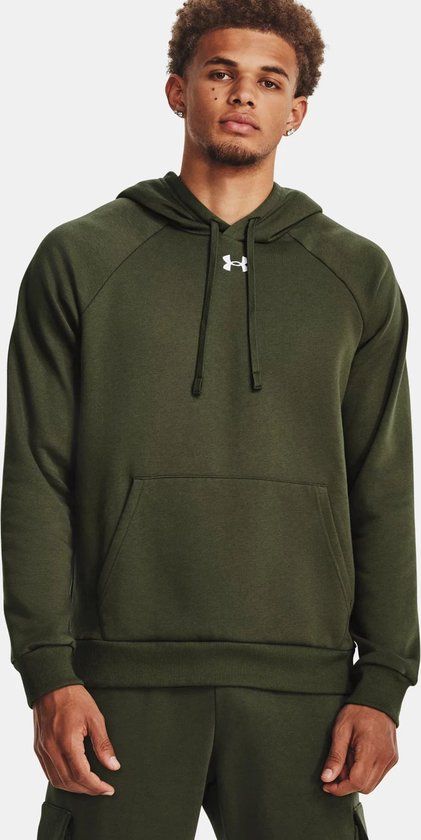 Under Armour Rival Fleece Herenhoodie - Marine OD Green White - XS