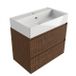 Saniclass Badkamermeubelset - 80x45x72cm - Legend keramische wastafel wit - 1 wasbak - 1 kraangat - 2 lades - mat walnut pure