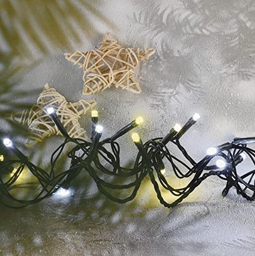 Emos Led-lichtketting warmwit + koudwit voor binnen en buiten, 18 m lange kerstlichtketting met 180 leds, 6 uur timerfunctie, voeding en transformator, voor feestjes, Kerstmis, decoratie