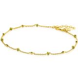ZINZI gold plated zilveren fantasie enkelband met 7 geelgroene donuts en glanzende bolletjes 23-27cm ZIE2508