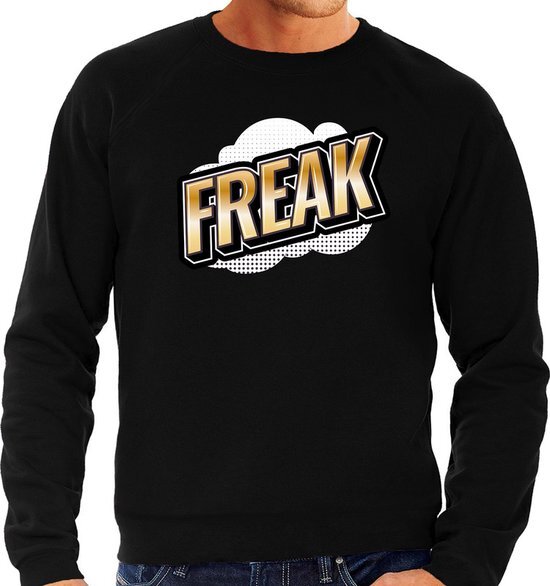 Bellatio Decorations Freak fun tekst sweater voor heren zwart in 3D effect L