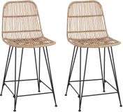 vidaXL - Barkruk - 2 - st - Naturel - 44 - x - 54 - x - 96 - cm - Riet - en - Staal