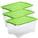 Ensemble de boîtes de rangement, 3 pièces, 44 litres par pièce, sans BPA, empilable, vert/transparent