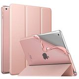 MoKo Hoesje voor nieuwe iPad 9e/8e/7e generatie (2021/2020/2019), zachte TPU-doorschijnende matte achterkant, slanke beschermhoes met standaard voor iPad 10,2 inch, Auto Wake/Sleep, roségoud