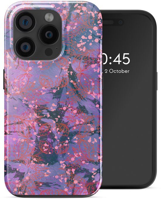 Selencia Hoesje - Geschikt voor Apple iPhone 15 Pro - Backcover geschikt voor MagSafe - Fresh Paint Flower Orange