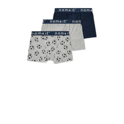 NAME IT KIDS boxershort NKMBOXER - set van 3 grijs melange/donkerblauw