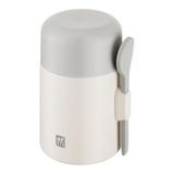 ZWILLING Thermo Plus Voedselcontainer, 600 ml, houdt tot 10 uur warm/koud, dubbelwandig, roestvrijstalen thermobeker met lepel, lekvrij, licht, vaatwasmachinebestendig, crème