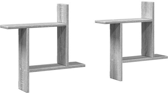 vidaXL Wandschappen - Set van 2 - Grijs Sonoma Eiken - 50x12x50 cm