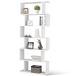 BAKAJI Boekenkast met 6 planken, van hout, zigzag-design, modern, voor woonkamer, huis of kantoor, afmetingen 80 x 24 x 190 cm (wit)