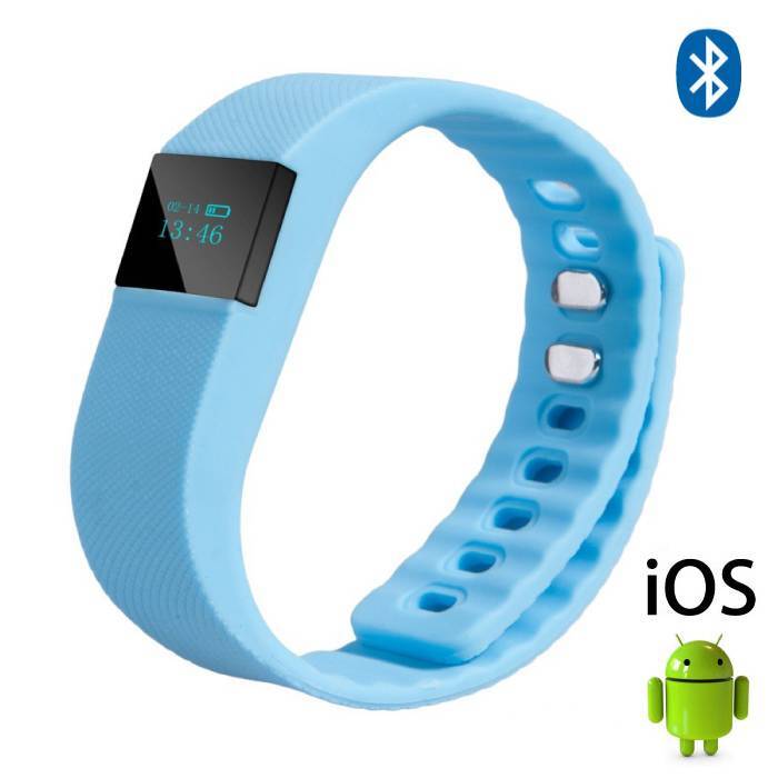 Stuff Certified TW64 Smartband Sport Smartwatch Smartphone Horloge OLED iOS Android Lichtblauw