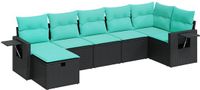 vidaXL 7-delige Loungeset met kussens poly rattan zwart