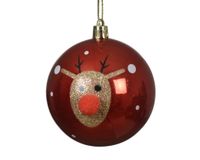 Decoris boule de Noël 8cm plastique rouge 1 pièce