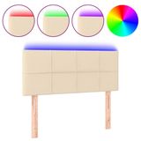 VidaXL Hoofdeind & Voeteind Crème Polyester, Hout 1000 mm x 50 mm x 78 cm - 88 cm Inclusief LED strip